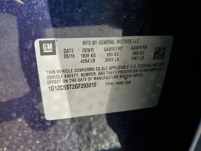 1G1ZC5ST2GF293015 - 2016 CHEVROLET MALIBU LS ლურჯი ფოტო 12