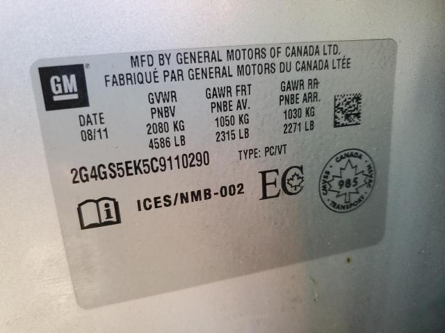 2G4GS5EK5C9110290 - 2012 BUICK REGAL PREMIUM Gümüş foto 12