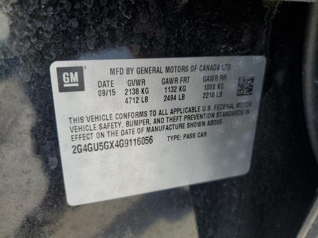 2G4GU5GX4G9116056 - 2016 BUICK REGAL GS BLACK photo 12
