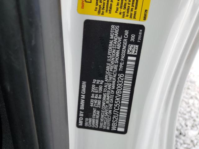 WBS2U7C55KVB09326 - 2019 BMW M2 COMPETITION Білий фото 12