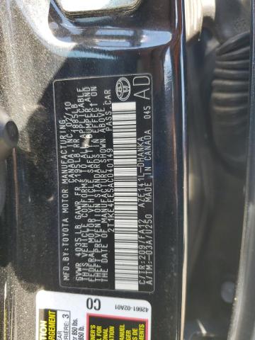 2T1KE4EE5AC040149 - 2010 TOYOTA COROLLA MA S BLACK photo 13