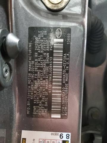 4T1B11HK8JU084513 - 2018 TOYOTA CAMRY L GRAY photo 12
