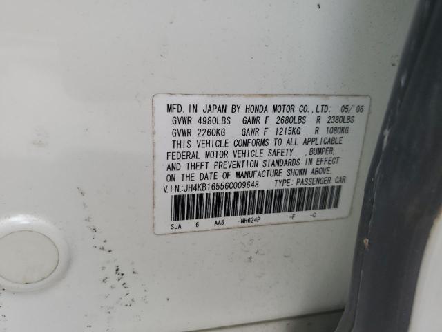 JH4KB16556C009648 - 2006 ACURA RL WHITE photo 12