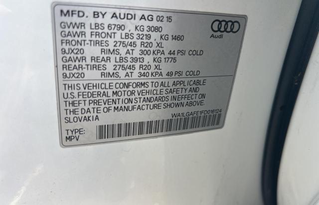 WA1LGAFE1FD016124 - 2015 AUDI Q7 PREMIUM PLUS 白色 照片 10