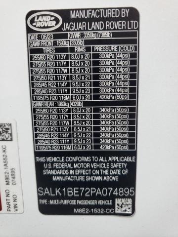 SALK1BE72PA074895 - 2023 LAND ROVER RANGE ROVER AUTOBIOGRAPHY WHITE photo 13