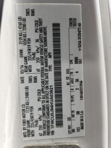 1FMCU0J94HUA03921 - 2017 FORD ESCAPE TITANIUM თეთრი ფოტო 13