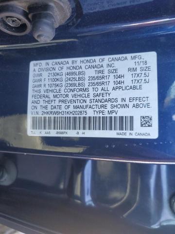 2HKRW6H31KH202875 - 2019 HONDA CR-V LX Mavi foto 14