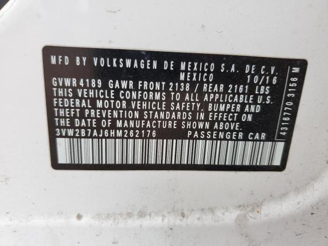 3VW2B7AJ6HM262176 - 2017 VOLKSWAGEN JETTA S 白色 照片 12
