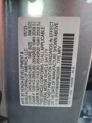 5FNYF8H55PB022958 - 2023 HONDA PASSPORT EXL SILVER photo 13