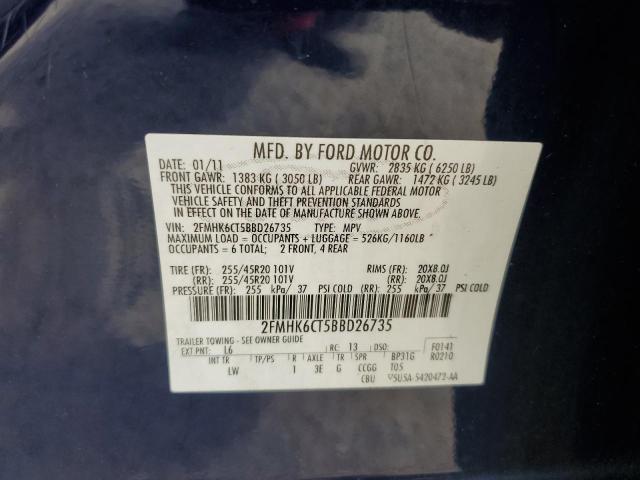2FMHK6CT5BBD26735 - 2011 FORD FLEX SEL BLUE photo 13