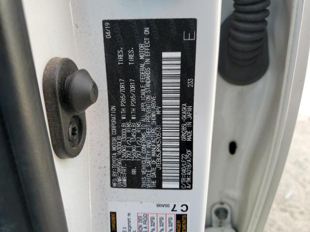 JTEBU5JR9K5705131 - 2019 TOYOTA 4RUNNER SR5/SR5 PREMIUM WHITE photo 14