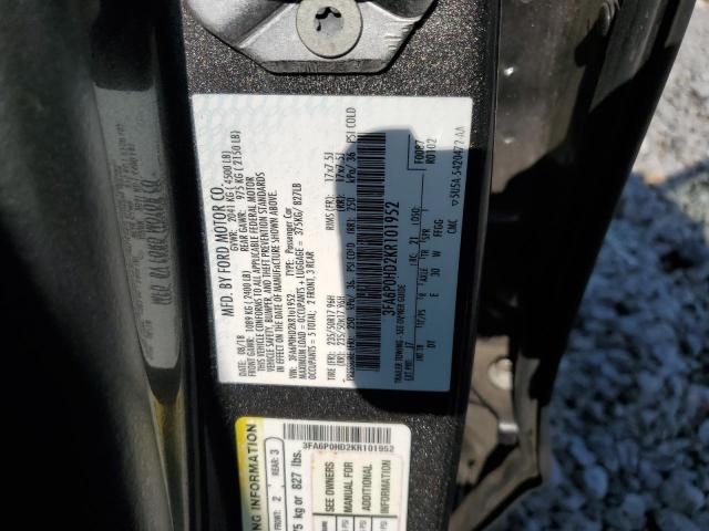 3FA6P0HD2KR101952 - 2019 FORD FUSION SE ნაცრისფერი ფოტო 12