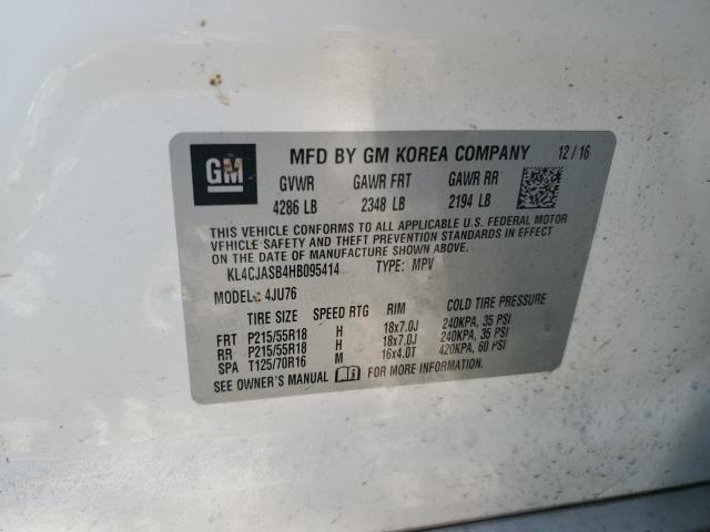 KL4CJASB4HB095414 - 2017 BUICK ENCORE PREFERRED WHITE photo 13