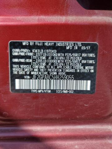 JF2GPABC5HH259055 - 2017 SUBARU CROSSTREK PREMIUM MAROON photo 13