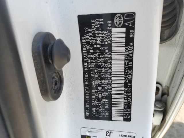 2T1BU4EE5DC955199 - 2013 TOYOTA COROLLA BASE თეთრი ფოტო 12