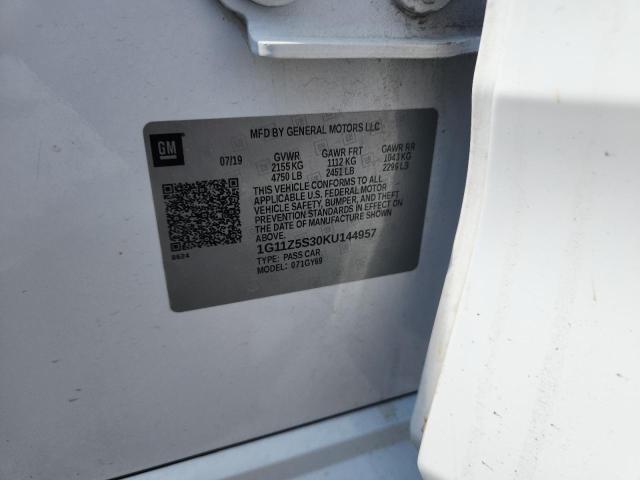 1G11Z5S30KU144957 - 2019 CHEVROLET IMPALA LT WHITE photo 12