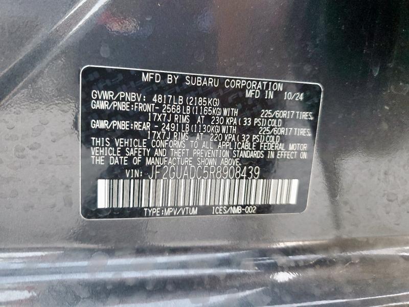 JF2GUADC5R8908439 - 2024 SUBARU CROSSTREK PREMIUM Сұр фото 13