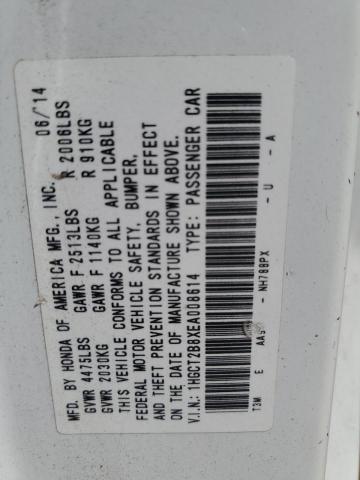 1HGCT2B8XEA008614 - 2014 HONDA ACCORD EXL 白色 照片 12