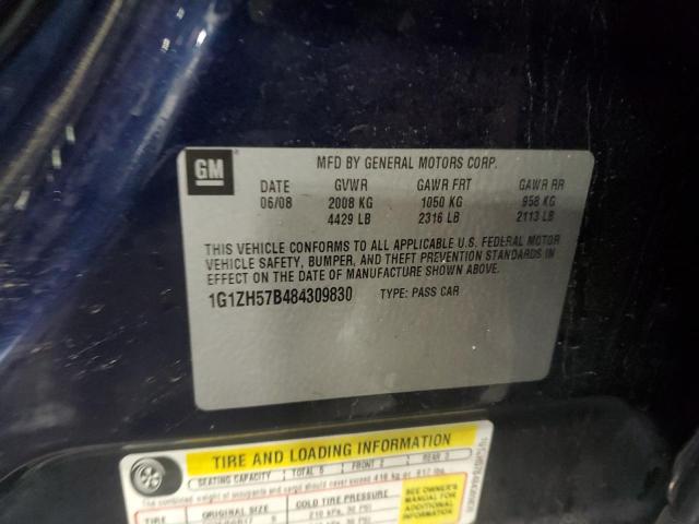 1G1ZH57B484309830 - 2008 CHEVROLET MALIBU 1LT BLUE photo 12