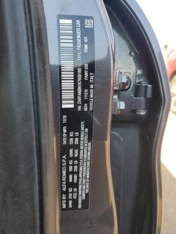 ZARFANBN1K7608185 - 2019 ALFA ROMEO GIULIA TI GRAY photo 12
