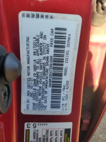 1NXBR32E47Z881888 - 2007 TOYOTA COROLLA CE RED photo 12