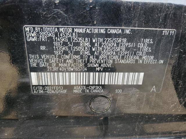 2T3RF4DV1BW165704 - 2011 TOYOTA RAV4 SPORT 黑色 照片 12