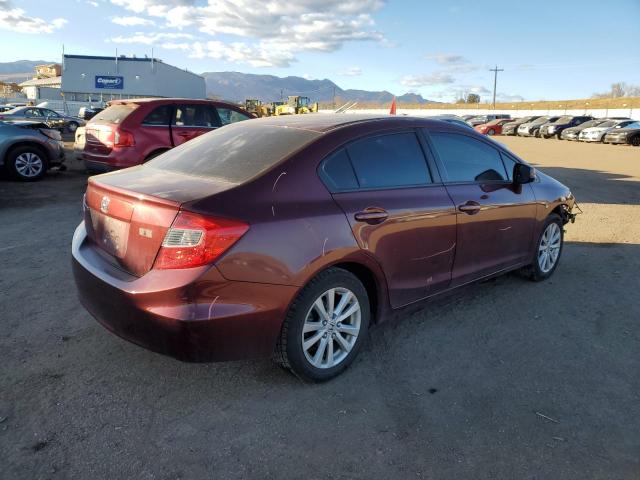 2HGFB2F80CH608499 - 2012 HONDA CIVIC EX BURGUNDY photo 3