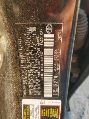 4T1BF1FK5CU038757 - 2012 TOYOTA CAMRY BASE BLACK photo 12