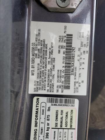 3LN6L2GK3DR821292 - 2013 LINCOLN MKZ CHARCOAL photo 12