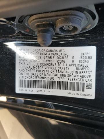 2HGFC2F85MH555863 - 2021 HONDA CIVIC SPORT 黑色 照片 12