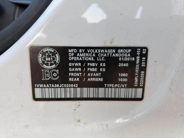 1VWAA7A36JC020642 - 2018 VOLKSWAGEN PASSAT S WHITE photo 13