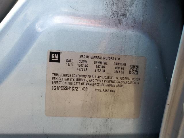 1G1PC5SH1C7211430 - 2012 CHEVROLET CRUZE LS BLUE photo 12