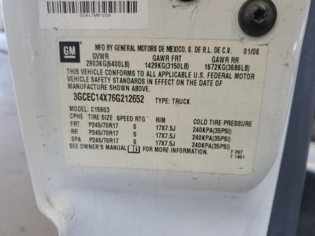 3GCEC14X76G212652 - 2006 CHEVROLET SILVERADO C1500 WHITE photo 12