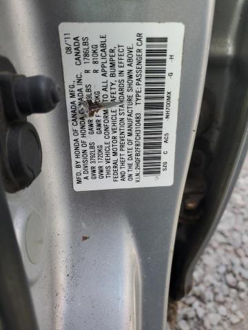 2HGFB2F87CH310483 - 2012 HONDA CIVIC EX SILVER photo 13