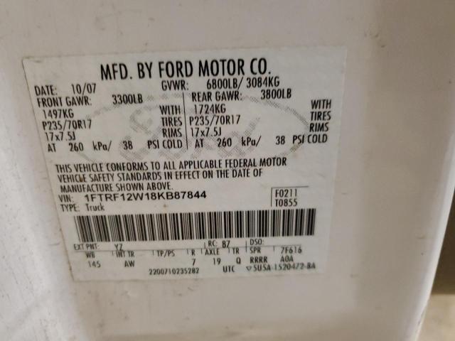 1FTRF12W18KB87844 - 2008 FORD F150 WHITE photo 12