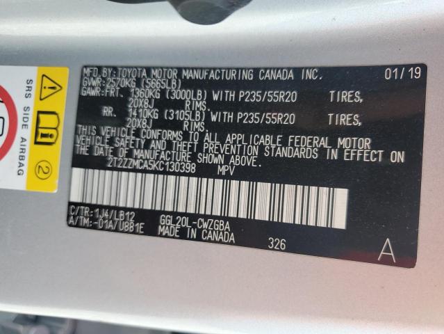 2T2ZZMCA5KC130398 - 2019 LEXUS RX 350 BASE 银色 照片 14