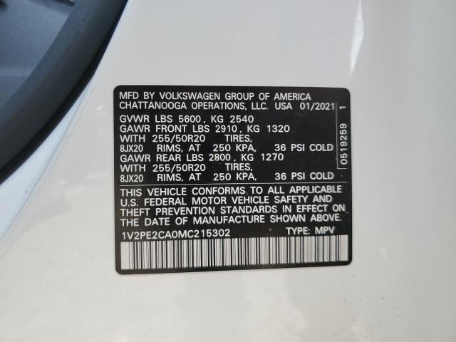 1V2PE2CA0MC215302 - 2021 VOLKSWAGEN ATLAS CROS SE Blanco foto 14