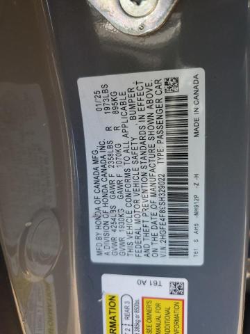 2HGFE4F89SH329022 - 2025 HONDA CIVIC SPORT 灰色 照片 12