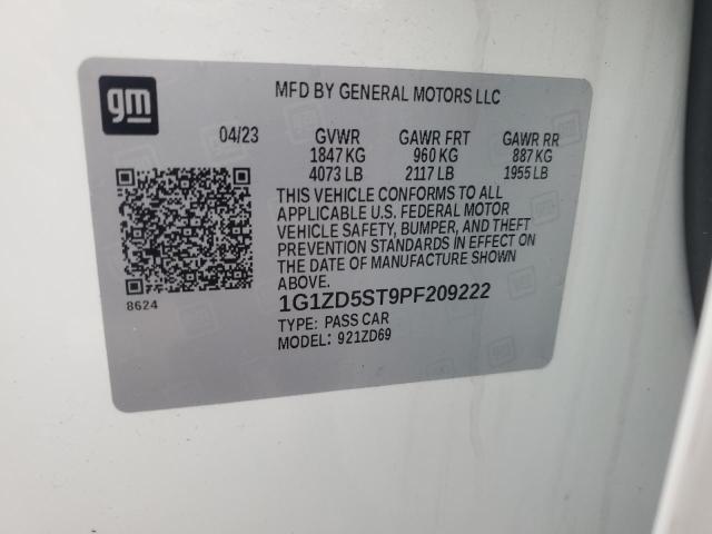 1G1ZD5ST9PF209222 - 2023 CHEVROLET MALIBU LT WHITE photo 12