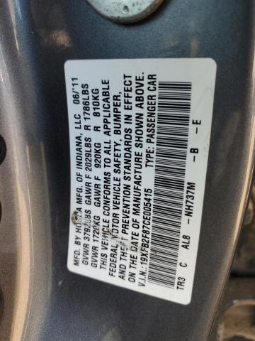 19XFB2F87CE005415 - 2012 HONDA CIVIC EX Сірий фото 13