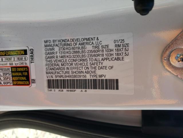 5FNRL6H66SB039156 - 2025 HONDA ODYSSEY EXL WHITE photo 14