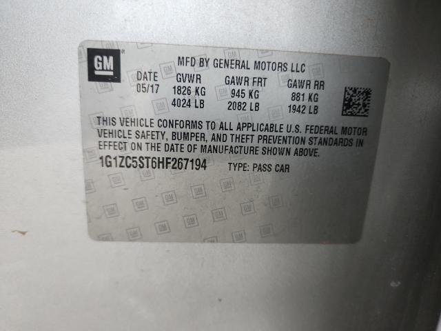 1G1ZC5ST6HF267194 - 2017 CHEVROLET MALIBU 4D LS فضي صورة 12