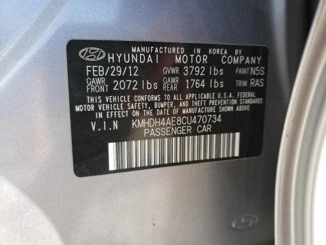 KMHDH4AE8CU470734 - 2012 HYUNDAI ELANTRA GLS GRAY photo 12