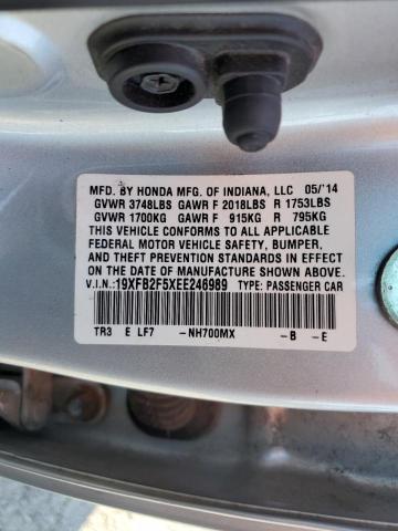 19XFB2F5XEE246989 - 2014 HONDA CIVIC LX 银色 照片 13