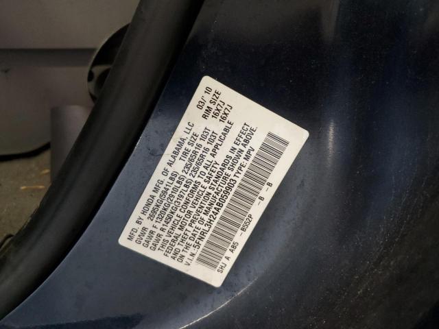 5FNRL3H24AB059903 - 2010 HONDA ODYSSEY LX BLUE photo 10