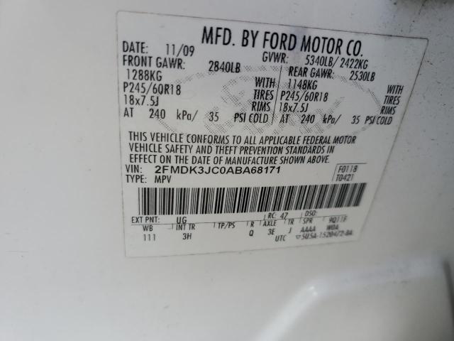 2FMDK3JC0ABA68171 - 2010 FORD EDGE SEL 白色 照片 13