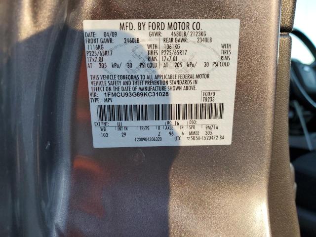 1FMCU93G89KC31028 - 2009 FORD ESCAPE XLT GRAY photo 13