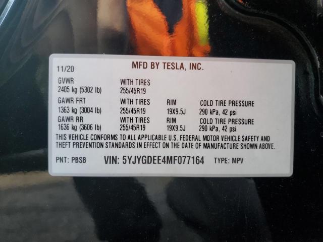 5YJYGDEE4MF077164 - 2021 TESLA MODEL Y 黑色 照片 12