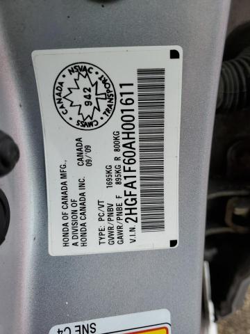 2HGFA1F60AH001611 - 2010 HONDA CIVIC LX-S SILVER photo 13