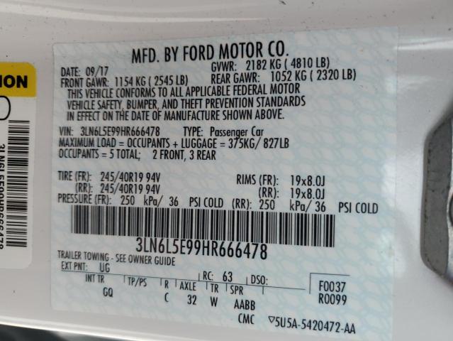 3LN6L5E99HR666478 - 2017 LINCOLN MKZ RESERVE თეთრი ფოტო 12